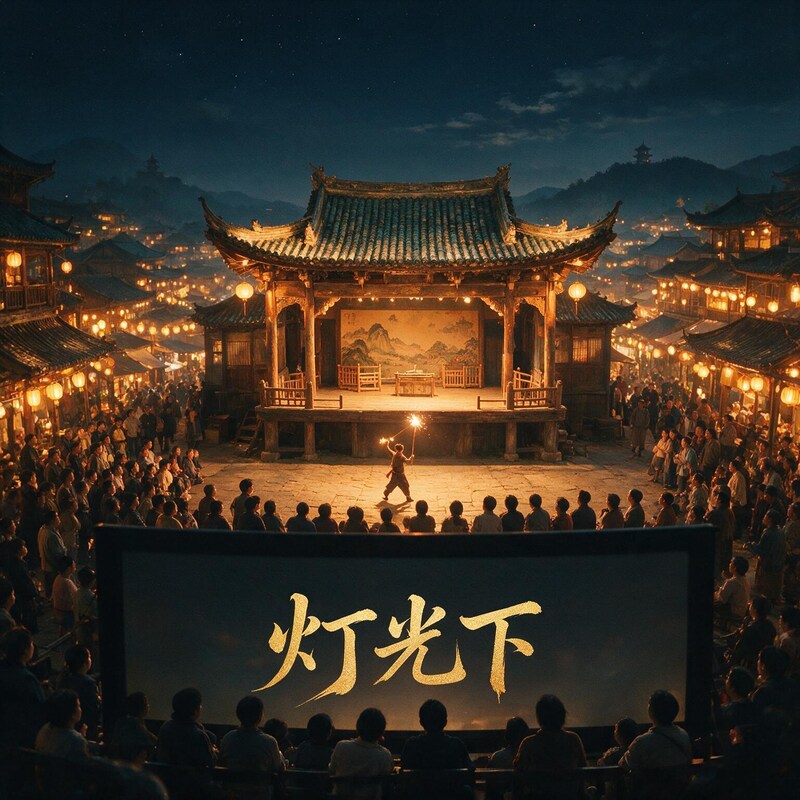 灯光下